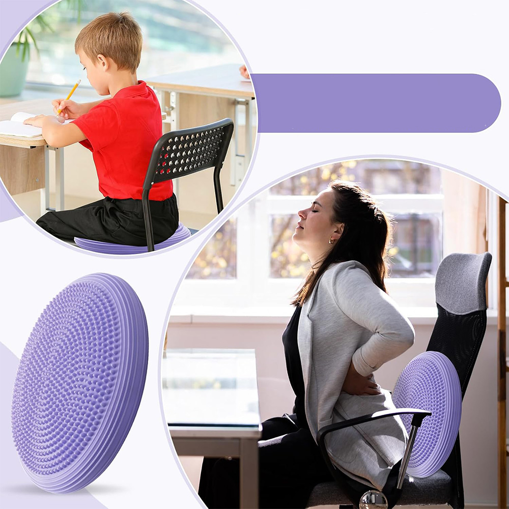(Ø34cm) Sport Balance Kissen Ballsitzkissen Noppenkissen für Balancetraining inkl. Pumpe - Hell Lila