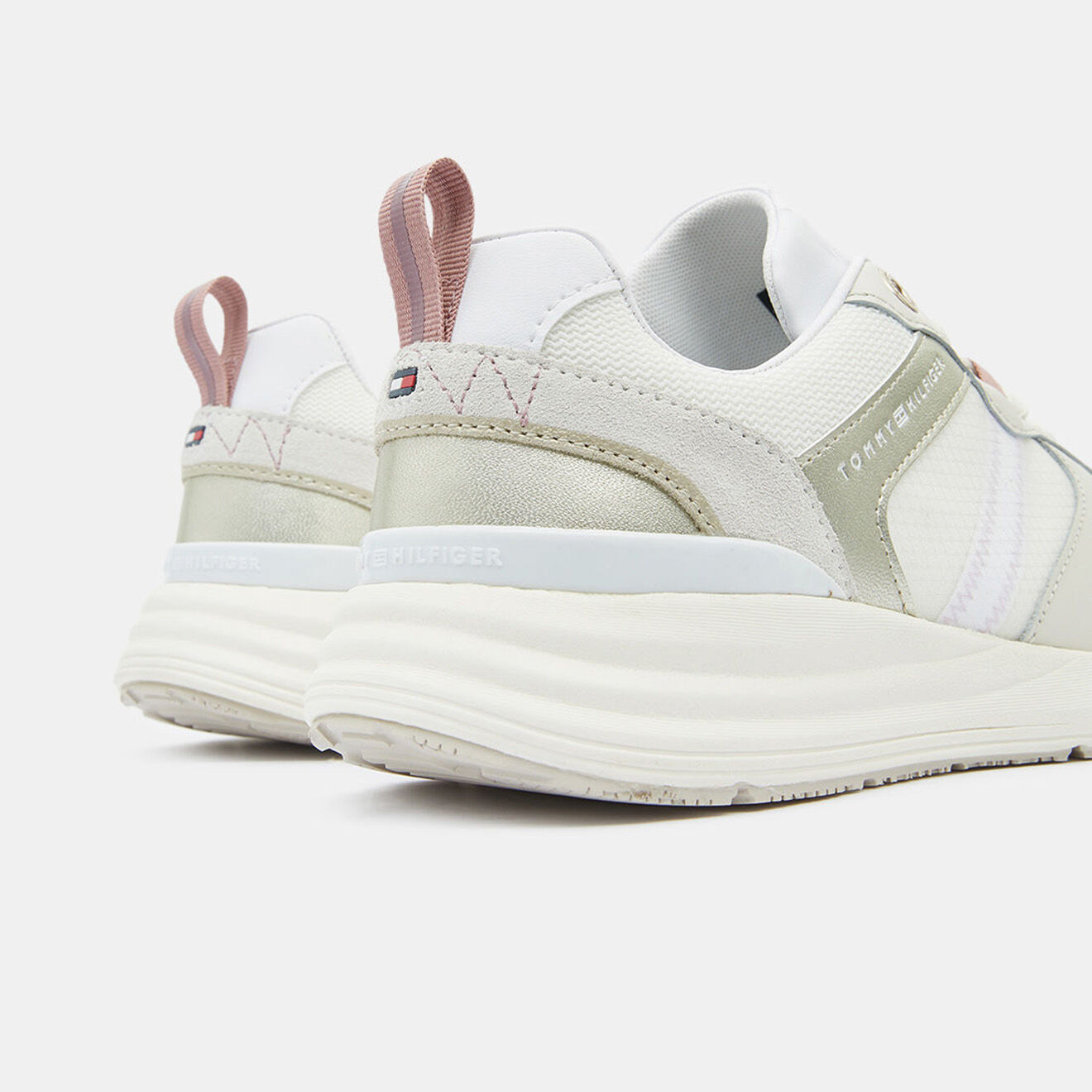 Tommy Hilfiger Baskets running Metallic Casual blanc/doré