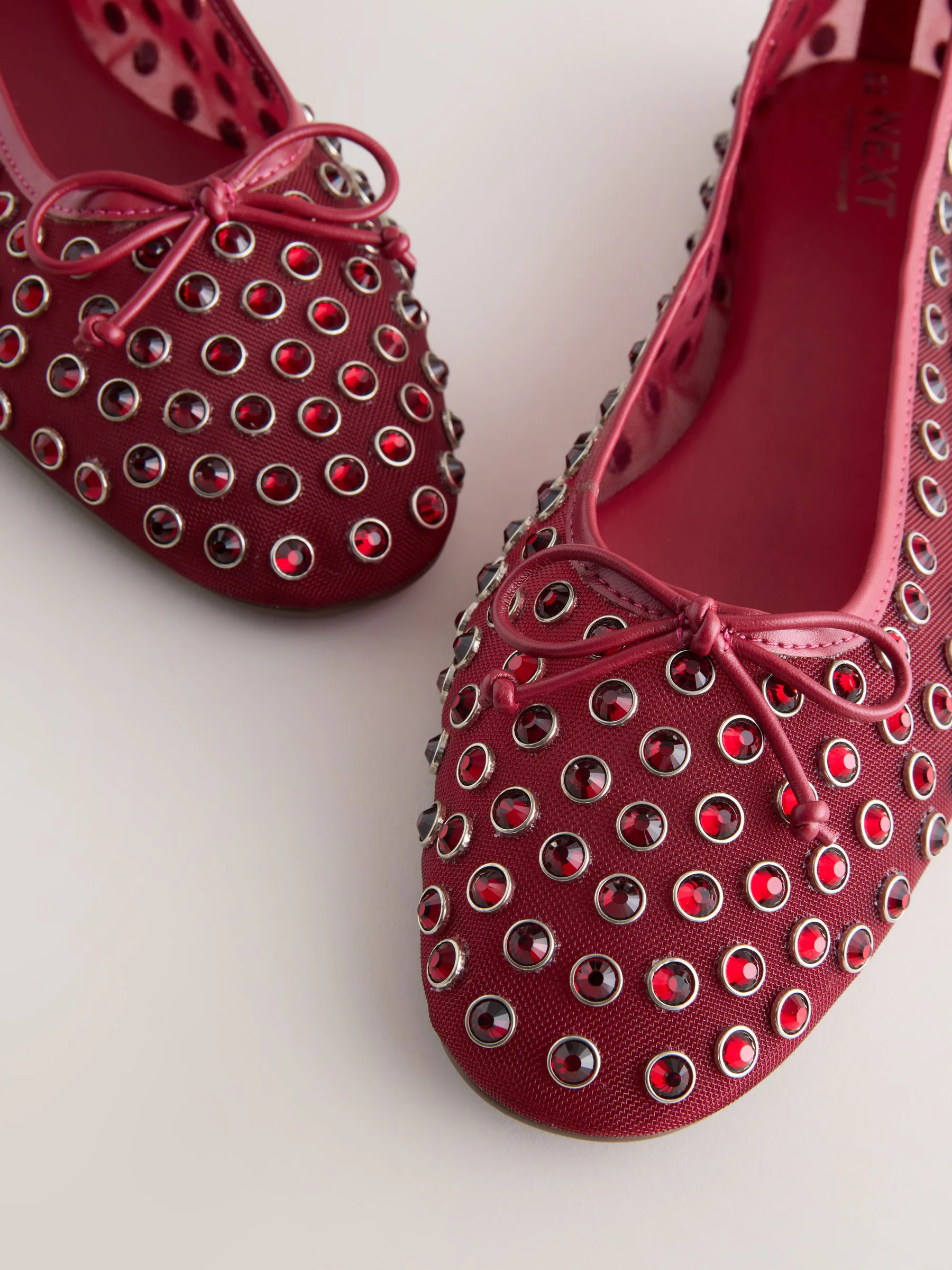 Rood - Forever Comfort® Mesh Jewelled Ballerina Shoes