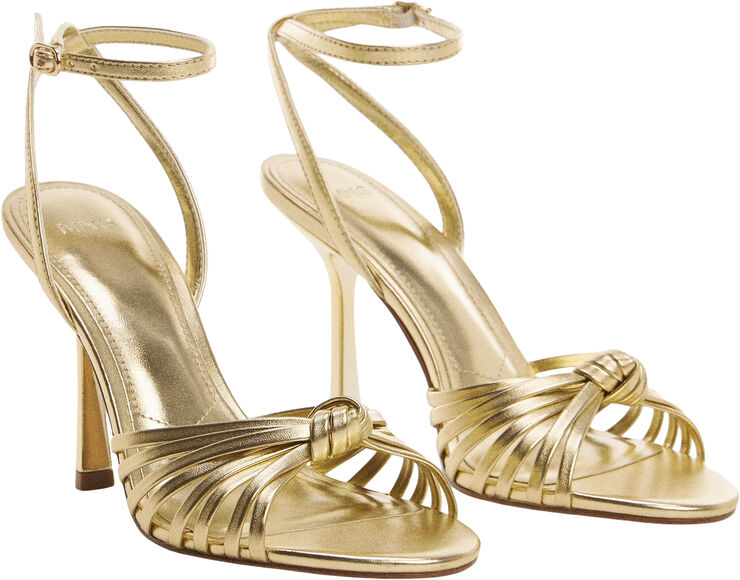 MANGO Strappy heeled sandals Gold