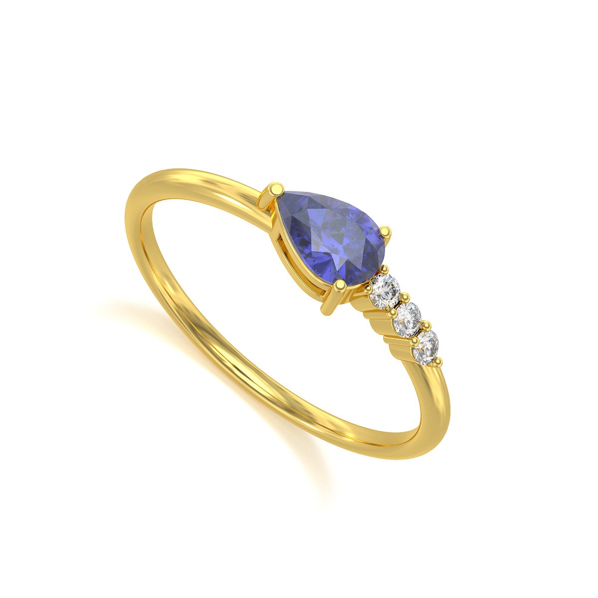 Bague ADEN Or 585 Jaune Tanzanite et diamants 1.176grs