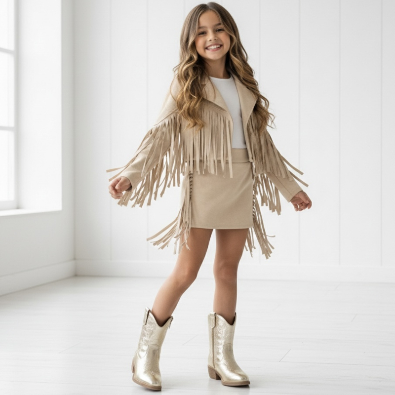 Western fringe set - beige
