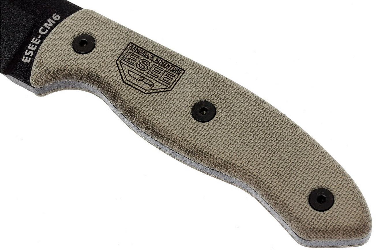 ESEE Model CM6 black, survivalmes met kydex schede   riemclip
