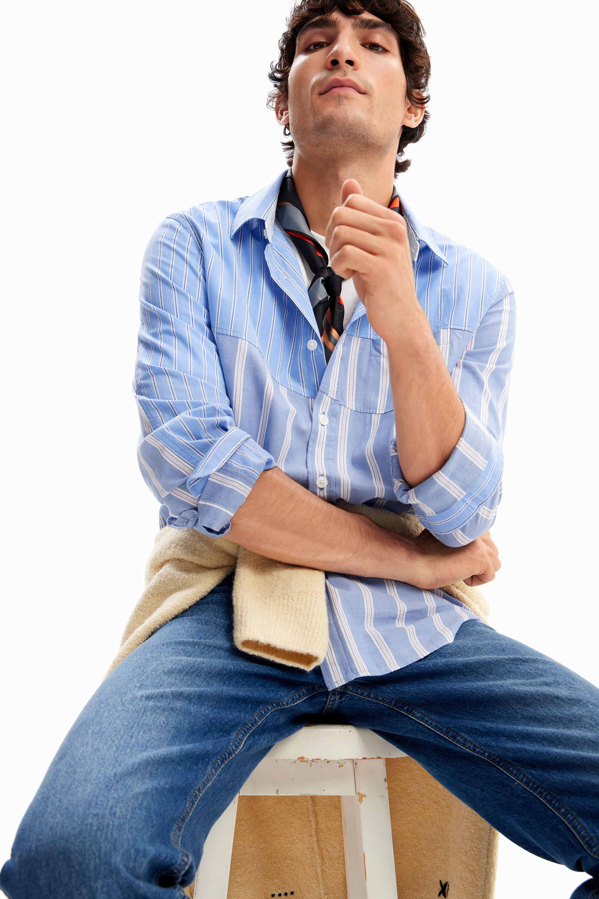 camisa listrada patchwork