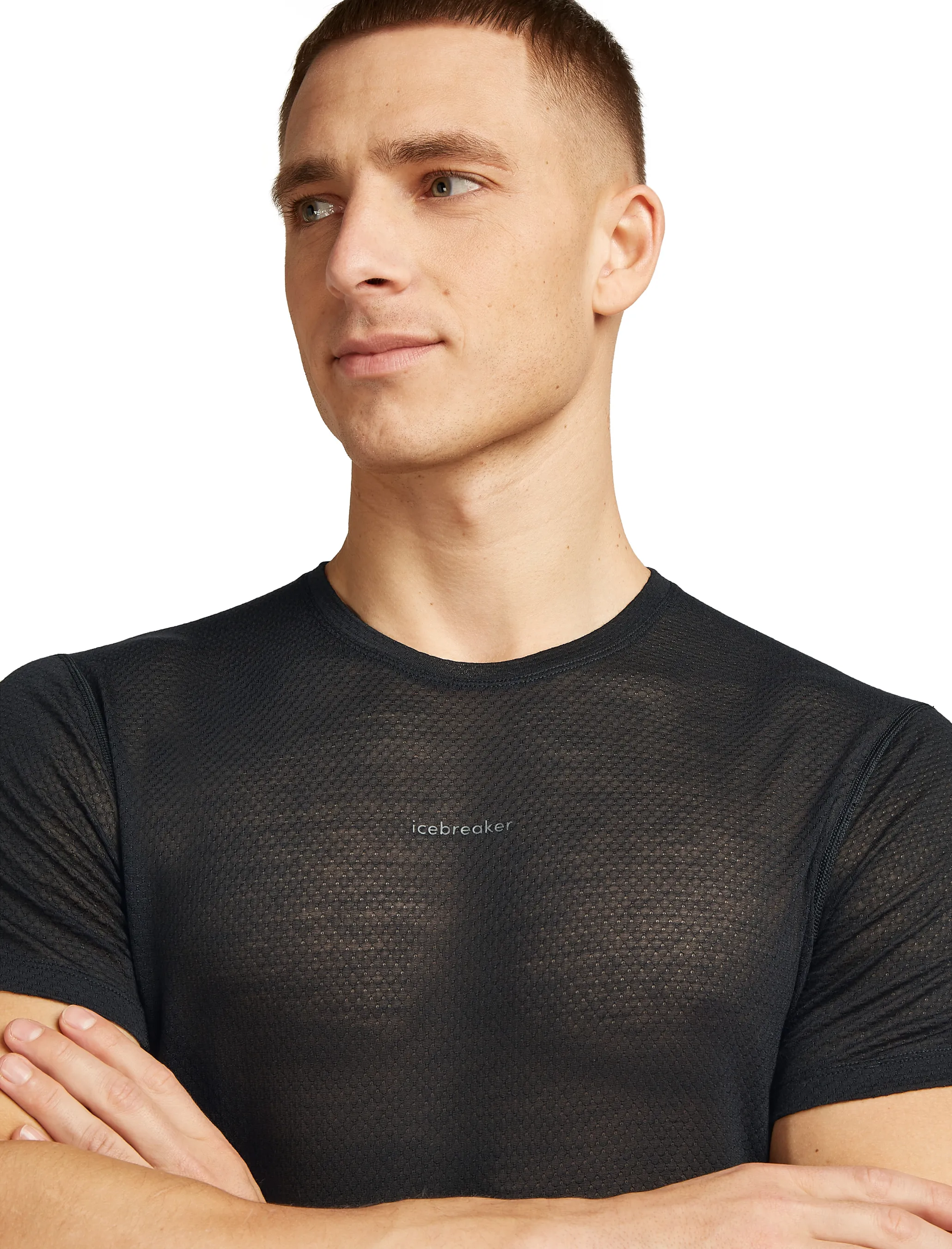 Icebreaker Men's Merino 75 Cool-Lite Featherlight Shortsleeve Crewe Black