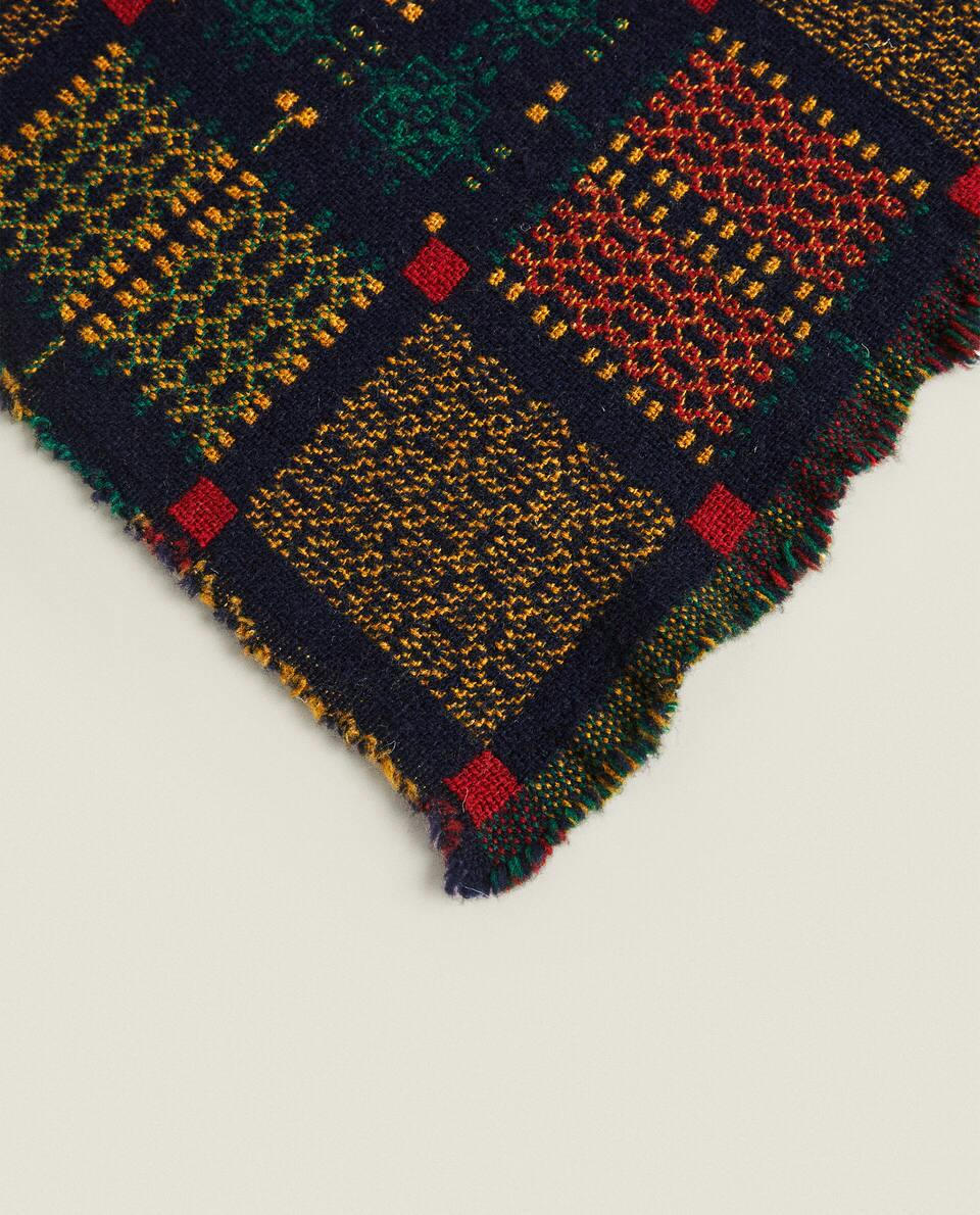 Manta de lã jacquard multicolorida para o Natal
