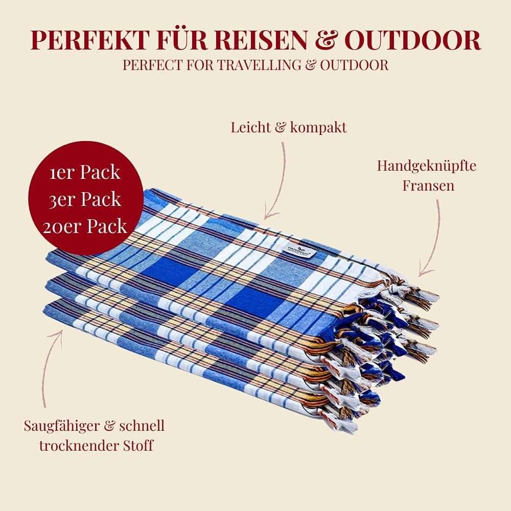 Carenesse Hamamtuch Classic Set Karo blau, 80 x 170 cm