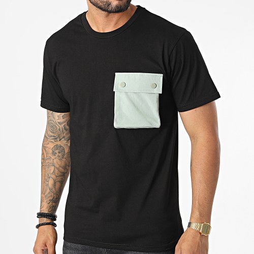 Tee Shirt Poche T8815 Noir Vert Kaki