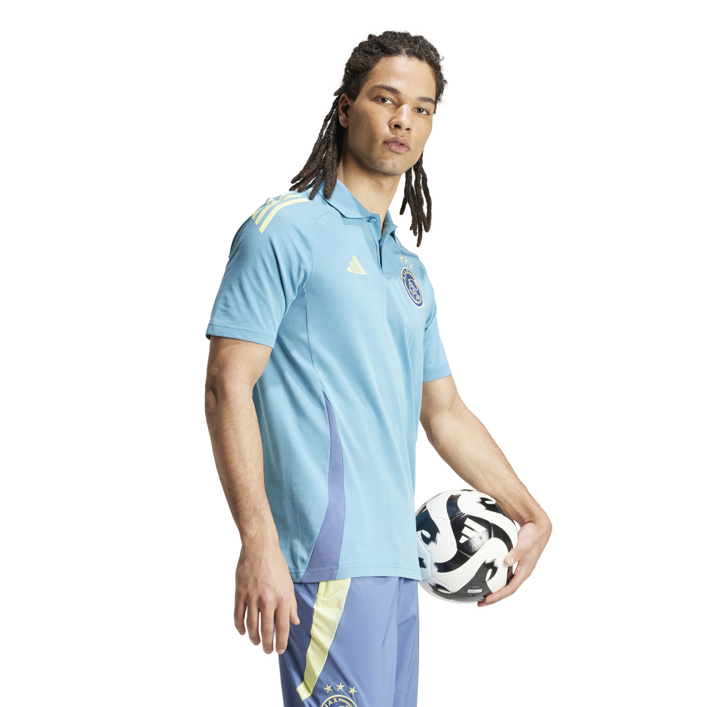 Adidas Ajax Polo 2024-2025 Lichtblauw Blauw Geel