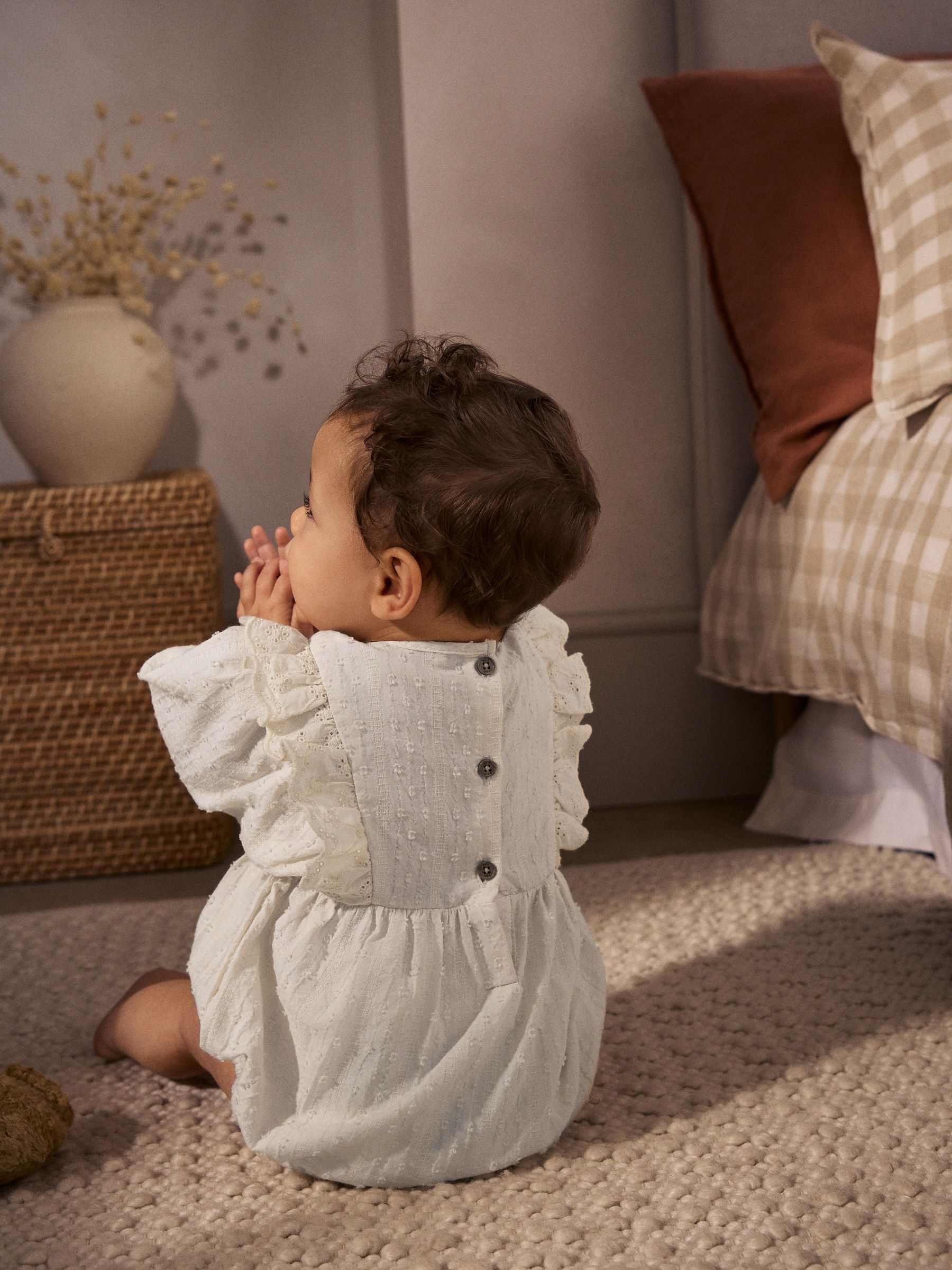 Ecru/wit met broderie - Babybroekje (0 mnd-3 jr)