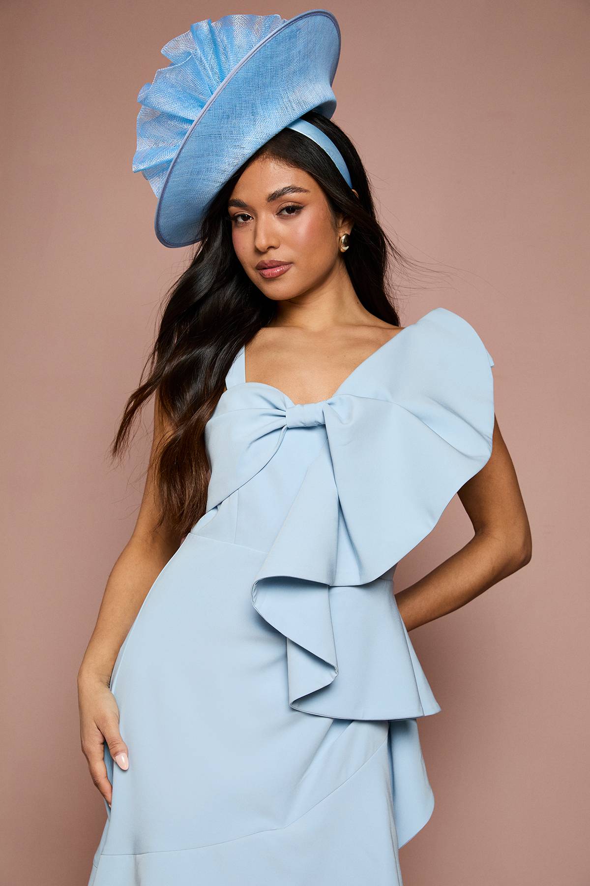 Coast Robe Midi En Crêpe À Nœud Déclaration Petite Lisa Tan