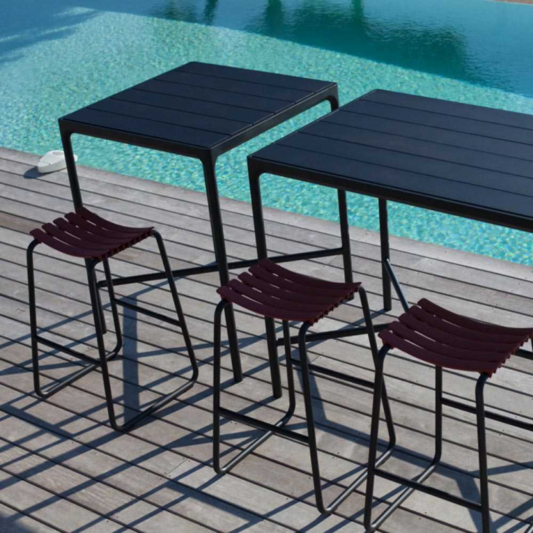 Houe Four statafel buiten 160x90 bamboe, zwart onderstel