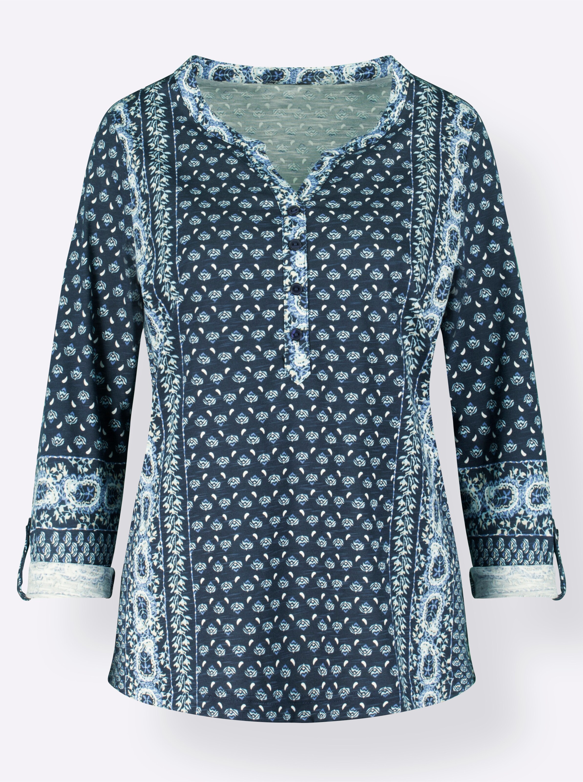 Print-Shirt in marine-bleu-bedruckt