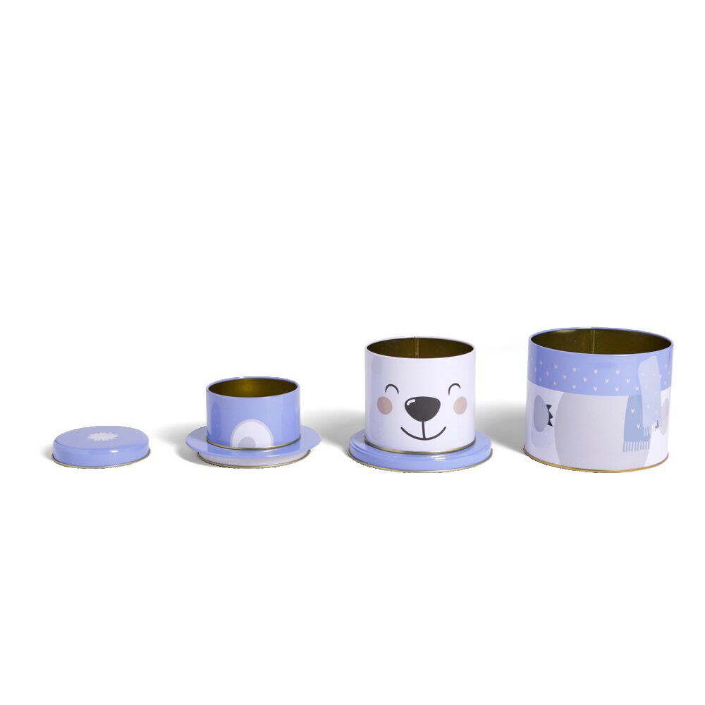 Boîte alimentaire Noël métal 3 compartiments Ø13,5xH26cm - 2 modèles