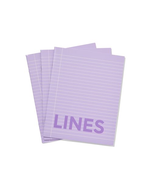 3 cahiers lilas A5 - lignés