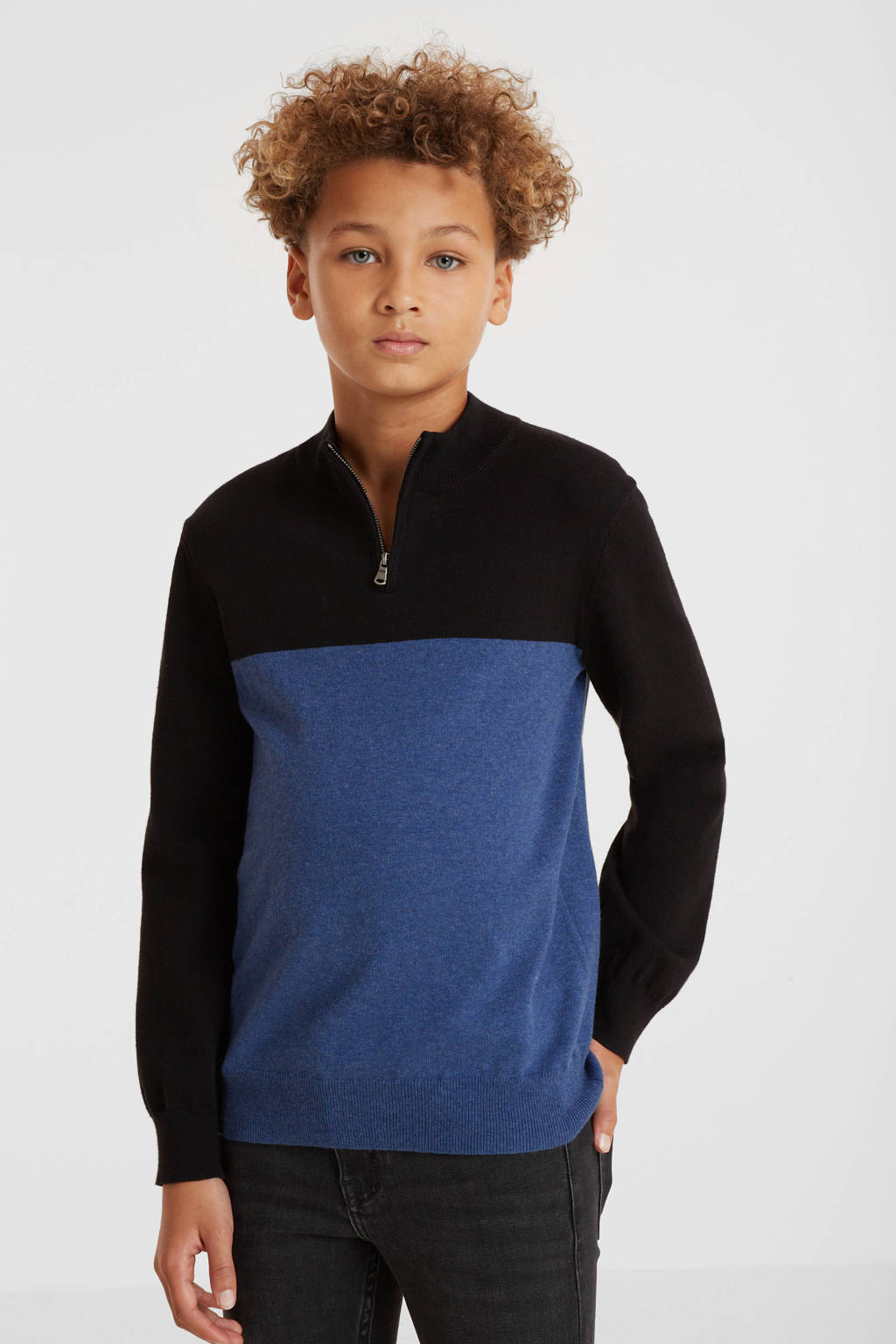 anytime schipperstrui blauw/zwart