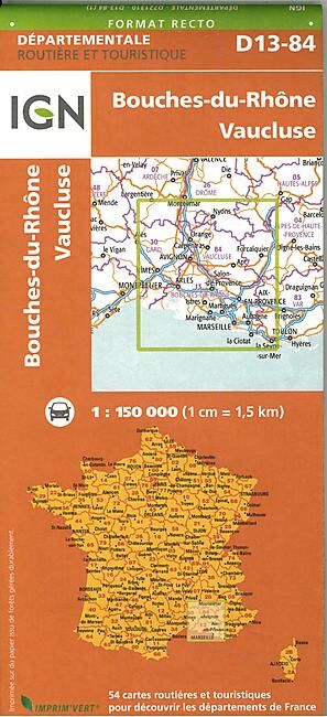 IGN - D13 84 B DU RHONE VAUCLUSE ECHELLE 1 150 000