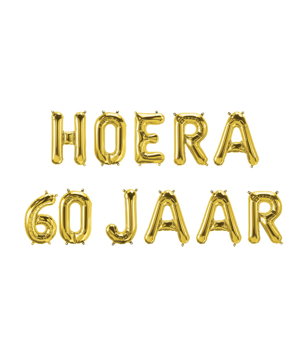 Gouden Ballonnen Set 60 Jaar Hoera 1,9m