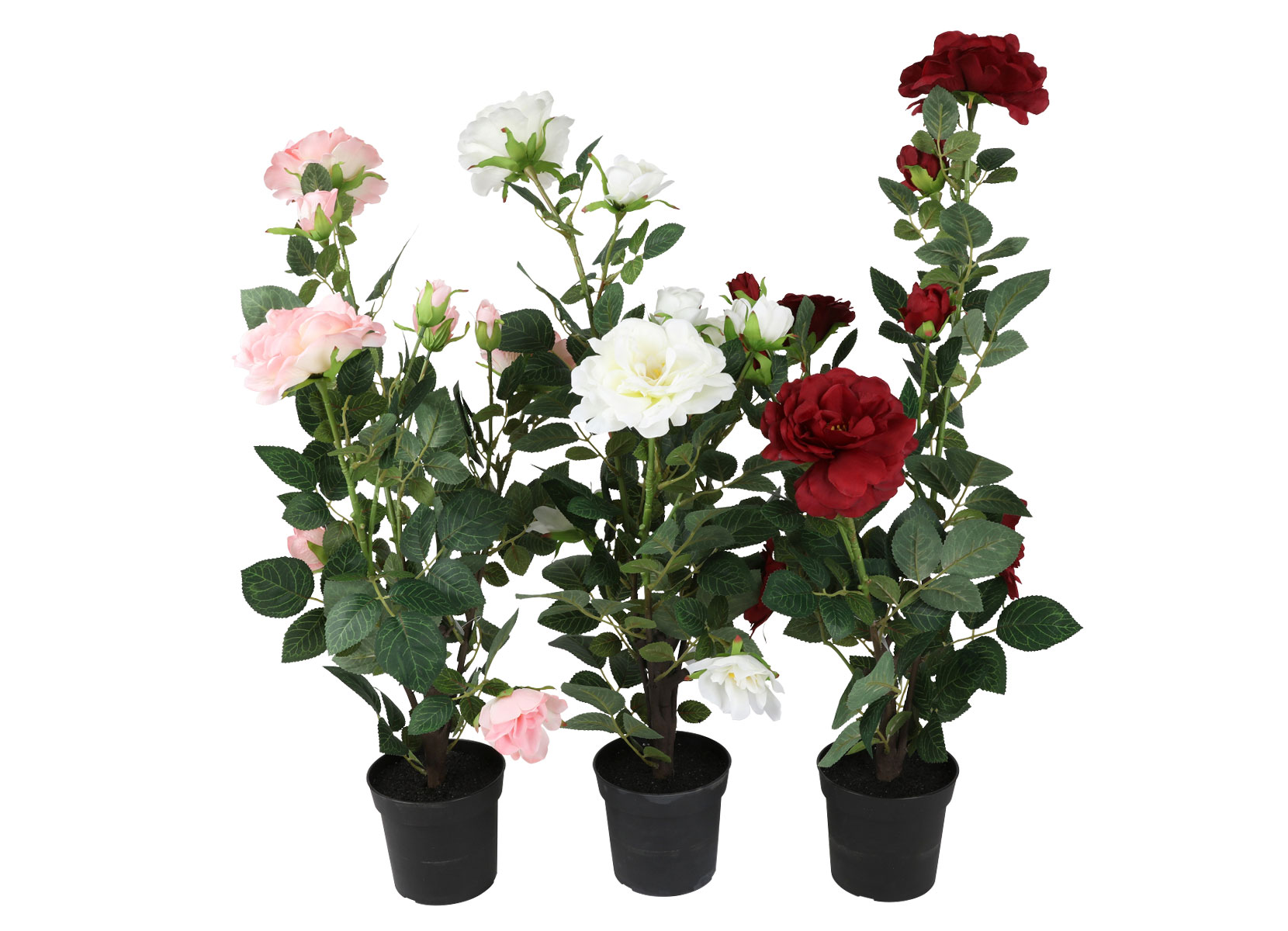 Künstliche Rose im Topf 30x76cm Weiß