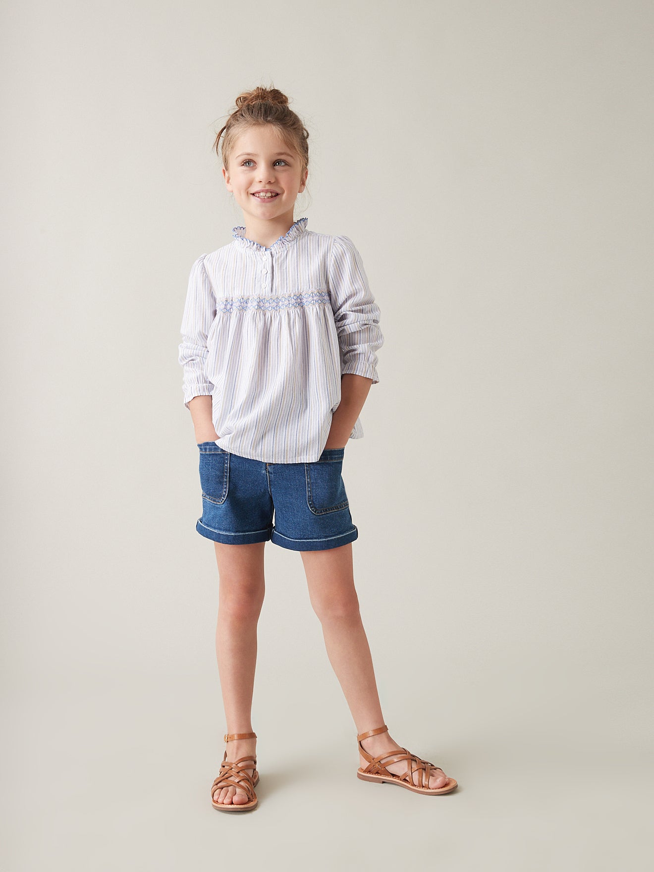 Blouse à smocks Fille