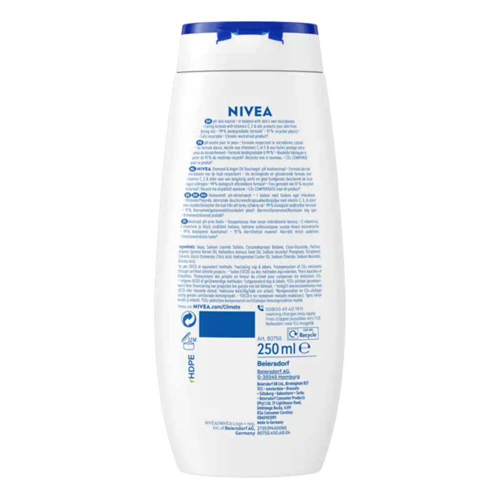 6x Nivea Douchecrème Diamond Touch250 ml