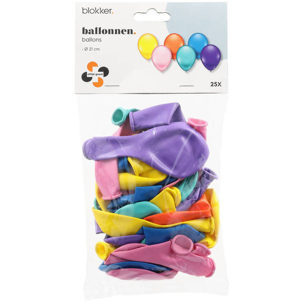 Blokker ballonnen gekleurd 25 Stuks