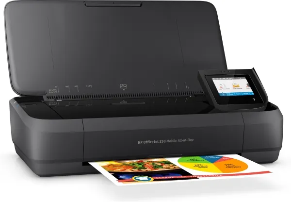 HP Officejet 250 Mobile All-in-One - Multifunktionsprinter - farve - blækprinter - Legal (216 x 356 mm) (original) - A4/Legal (medie) - op til 8 spm (kopiering) - op til 10 spm (udskriver) - 50 ark - USB 2.0, USB vært, Wi-Fi