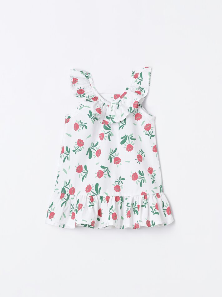 Vestido de verão com babados - Azul celeste