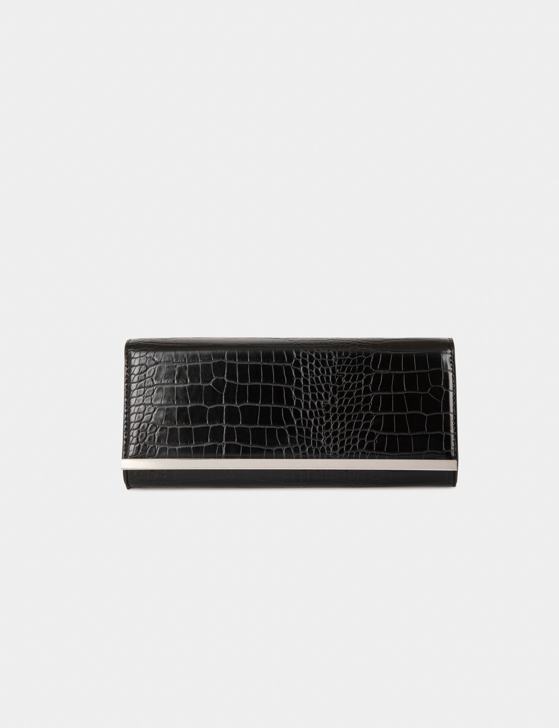 Sac pochette effet croco noir femme - noir
