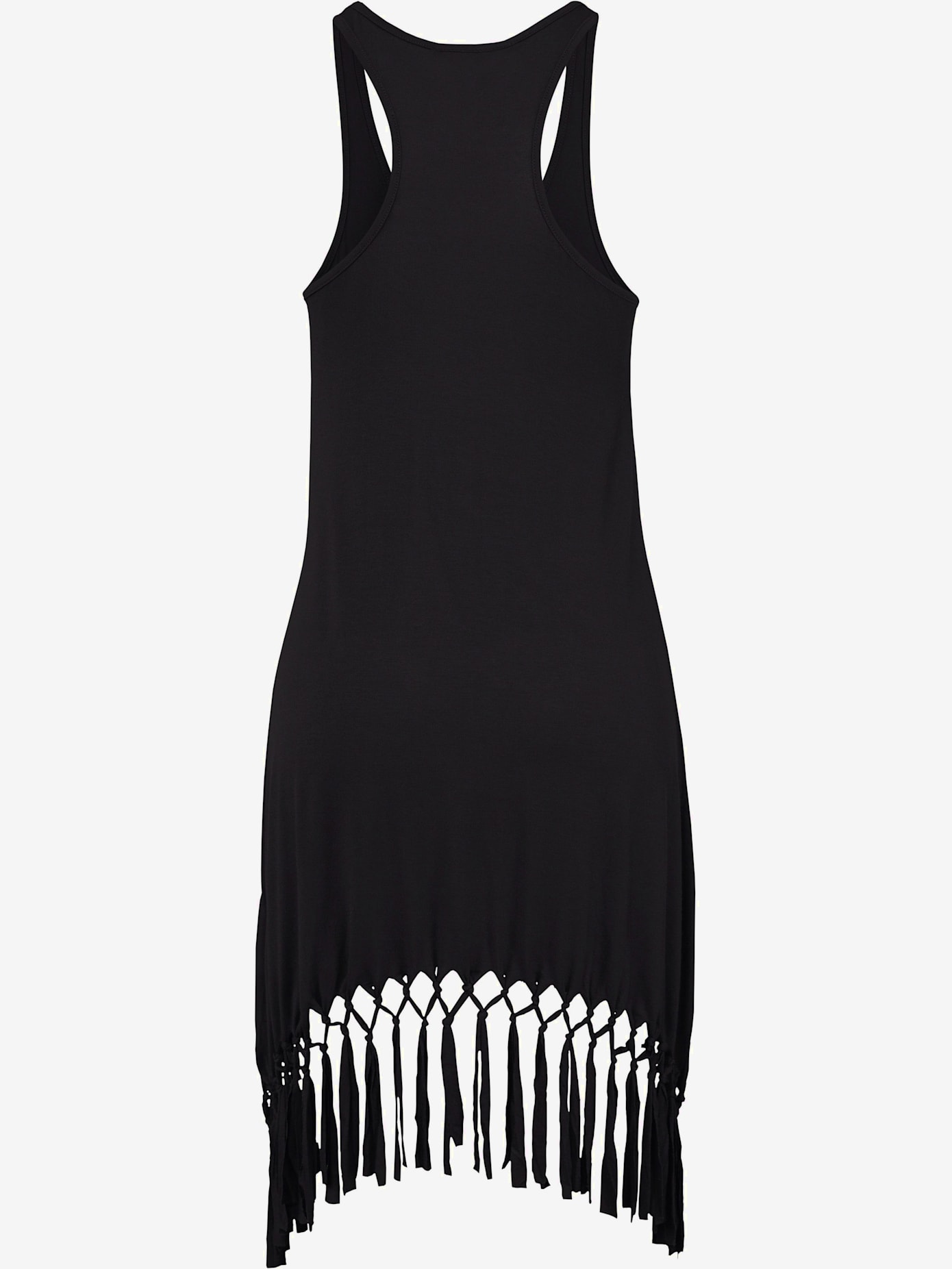 T-shirt long robe de plage décontractée avec franges nouées
