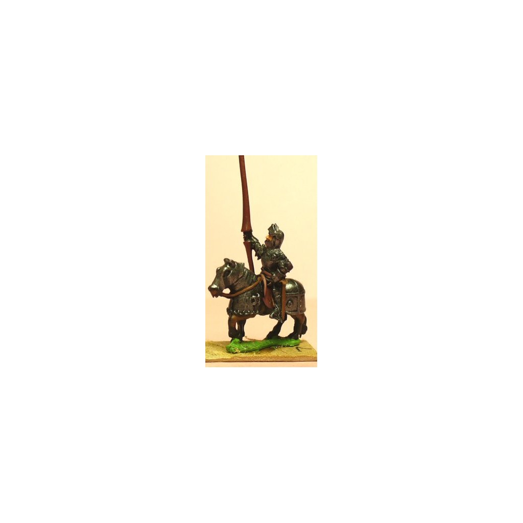 Late Medieval: Knights, 1400-1430AD in Full Plate & Great Helm, with Lance on Armoured Horse