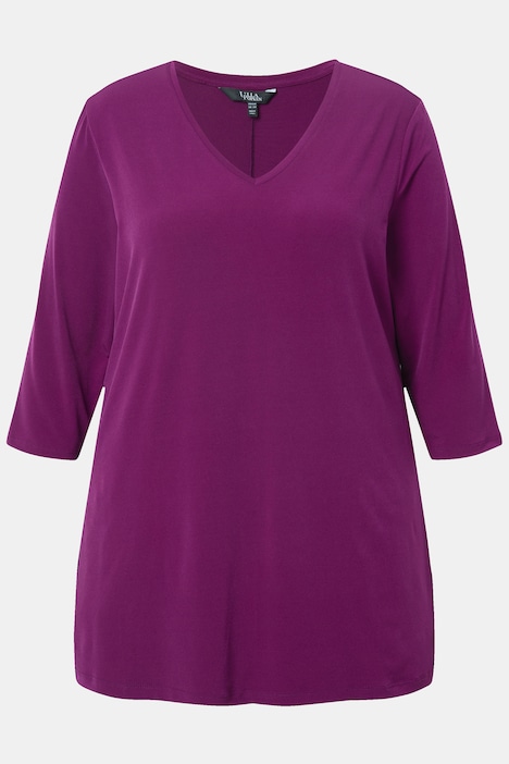Longshirt,  A-Linie, V-Ausschnitt
