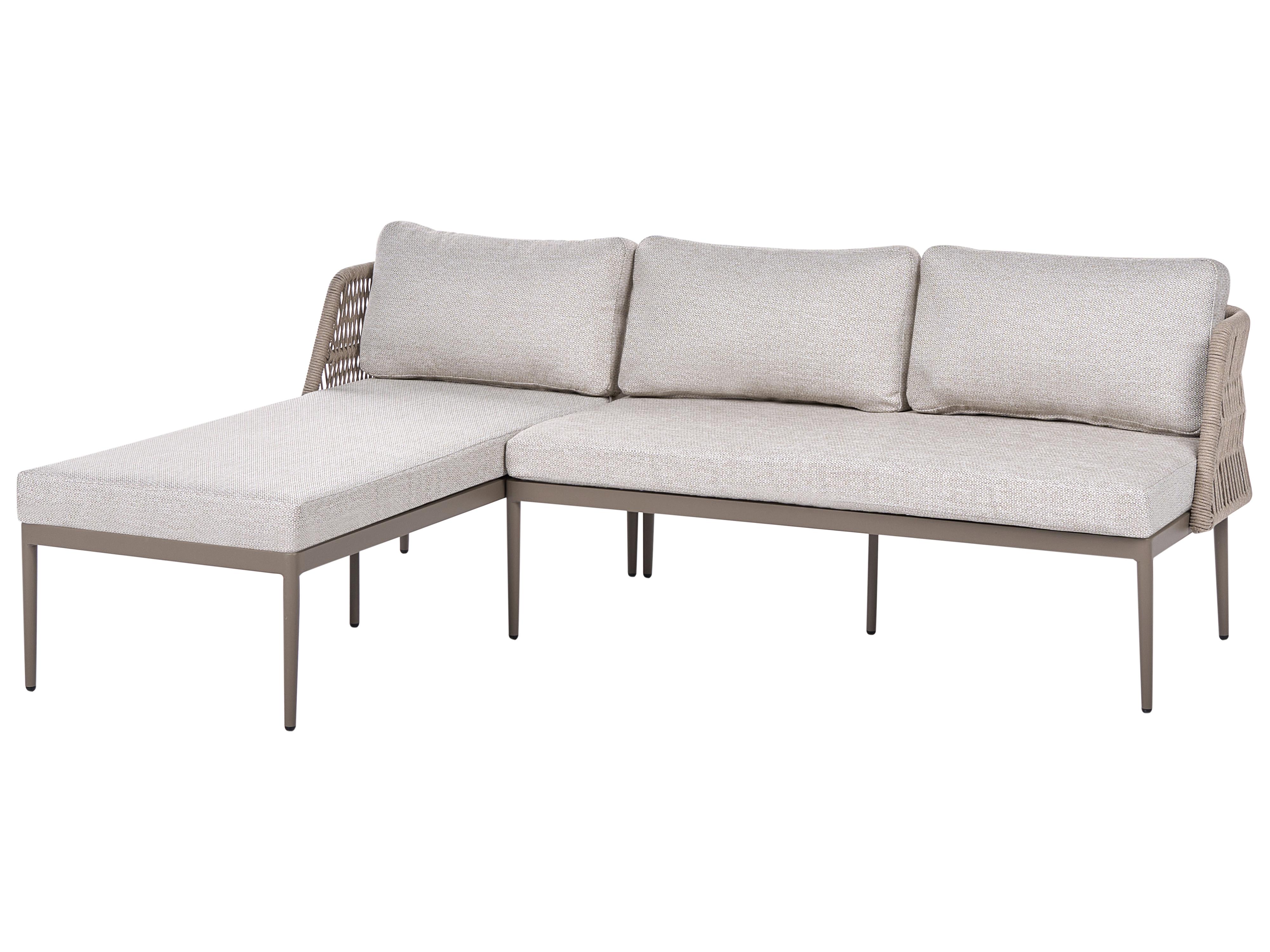 Tuin hoekloungeset met tafel 3-zits LEFFE rechtszijdig Metaal Beige