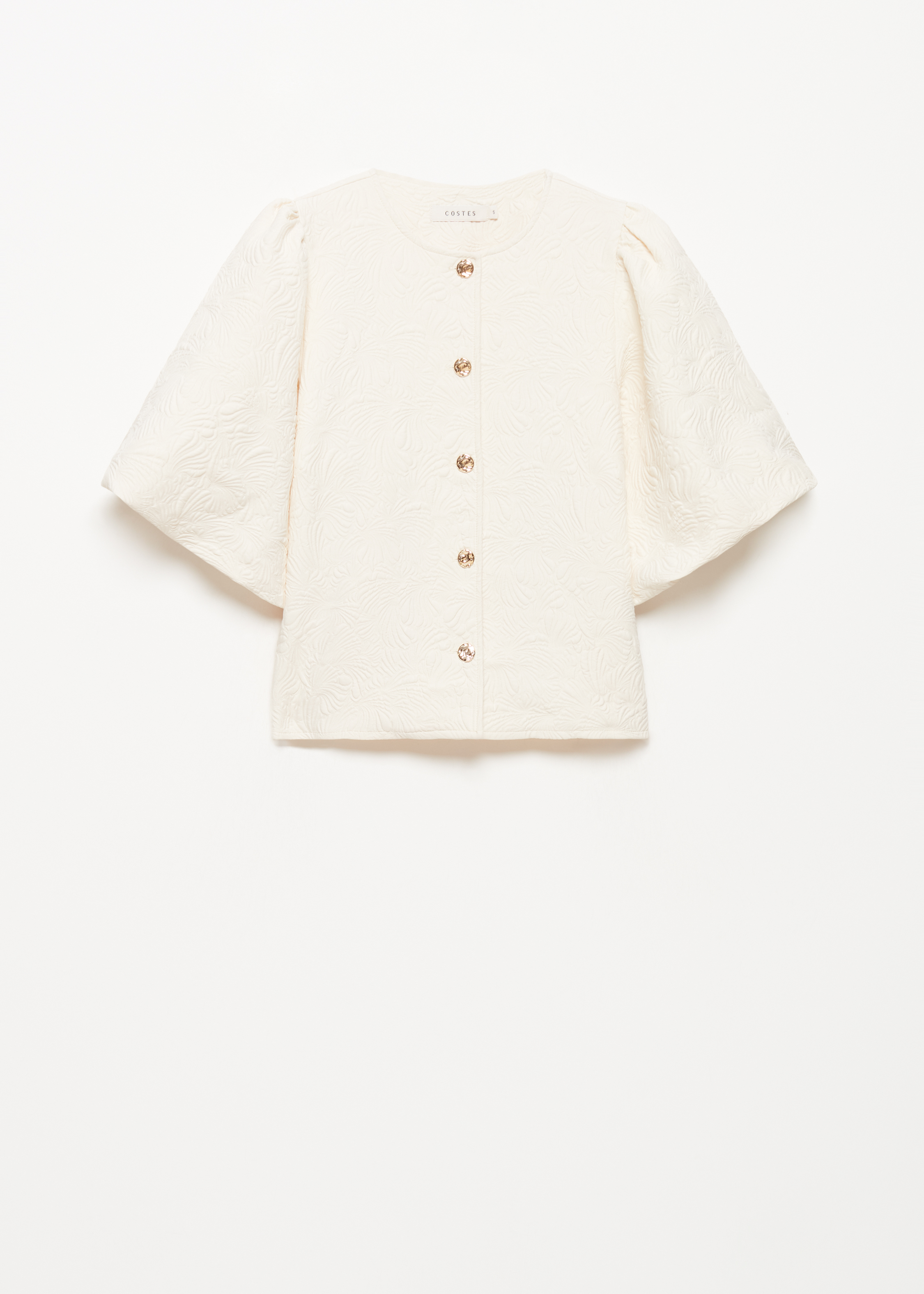 Jacquard blouse met pofmouwen