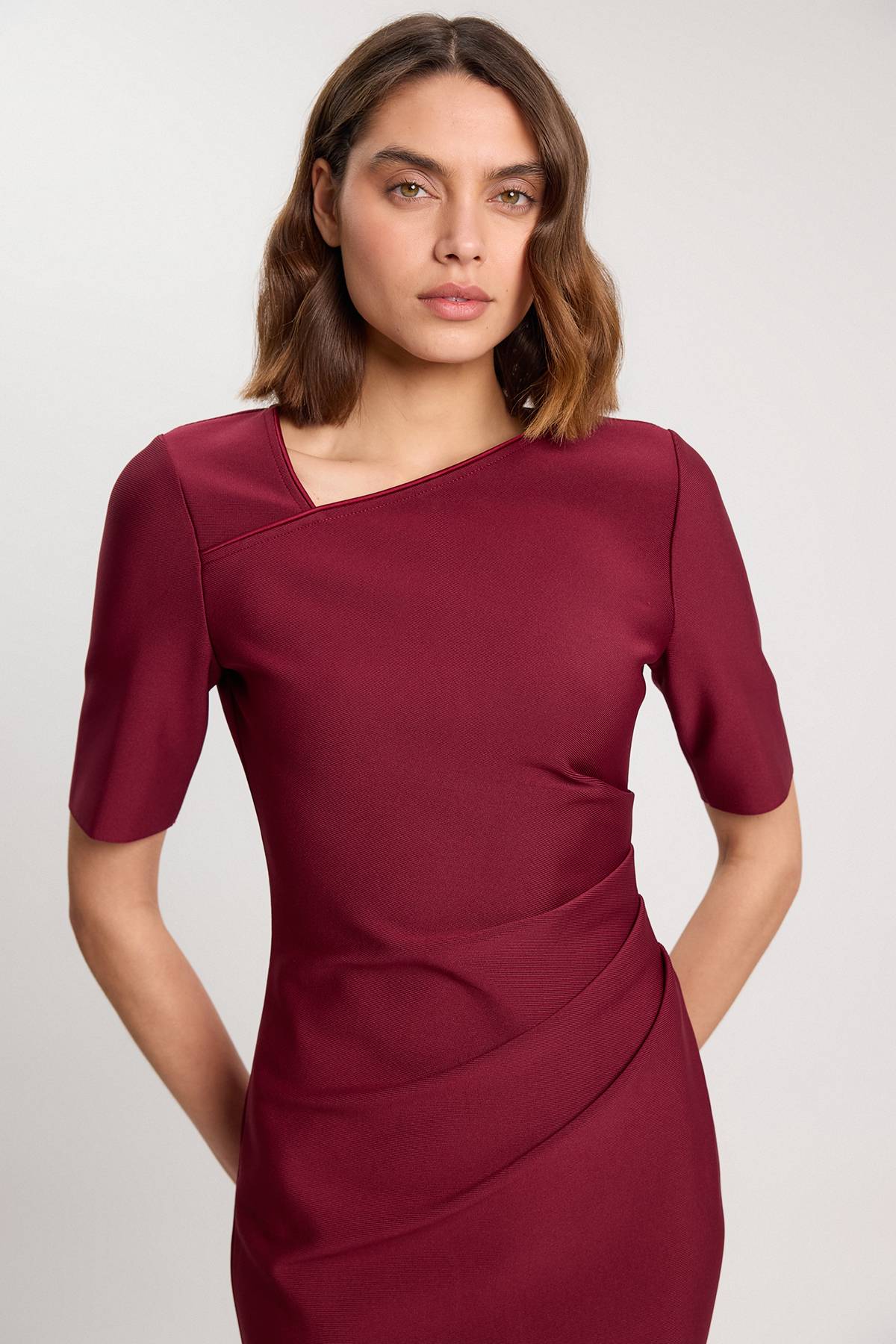 KarenMillen Robe Midi Bandage Asymétrique À Manches Longues