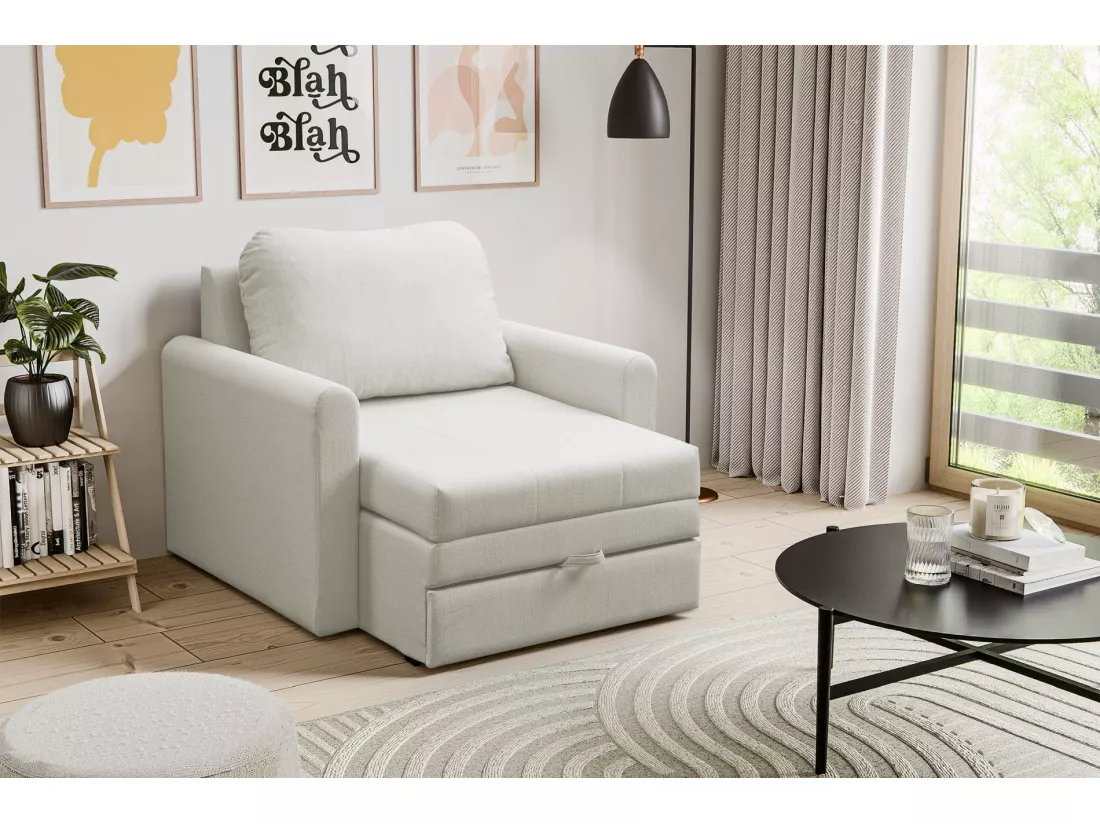 Fauteuil convertible 1 place - crème - DEJANO