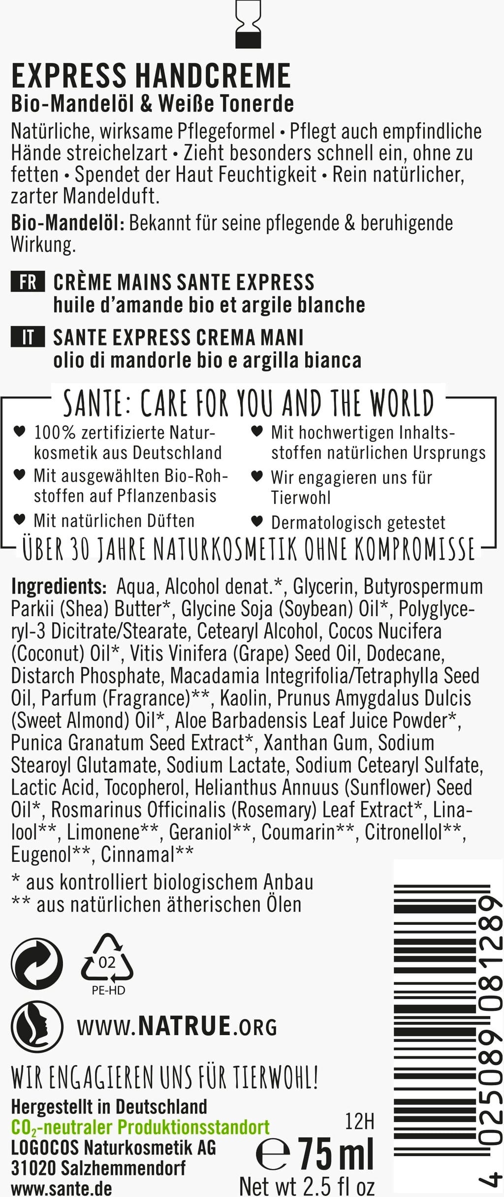 Santé naturally.  Express Handcreme, 75 ml
