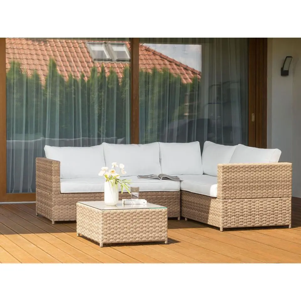 AVOLA - Loungeset voor 4 - Wit - PE rotan