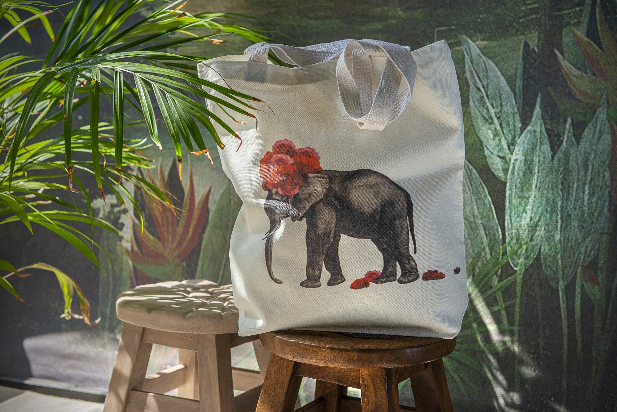 Stoffbeutel 'Elefantendame', weiß, T 40 cm, B 9 cm, H 40 cm günstig bestellen
