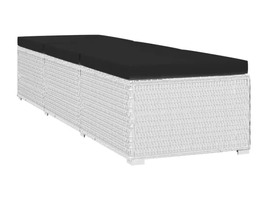 Chaises longues de jardin table à thé 3pcs Résine tressée Blanc