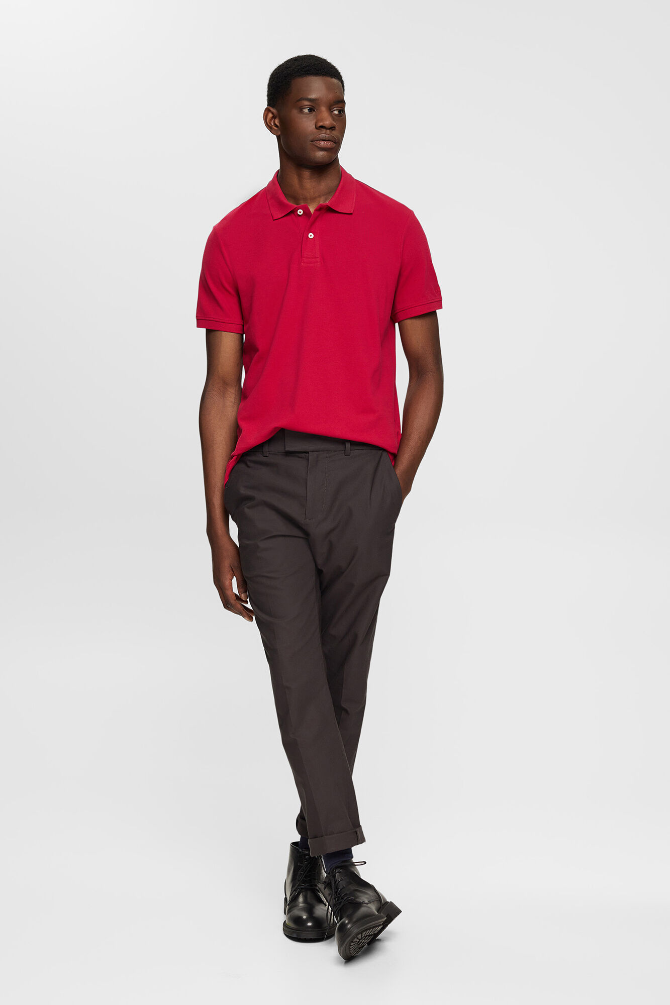 Camisa polo básica em piqué de algodão - Vermelha