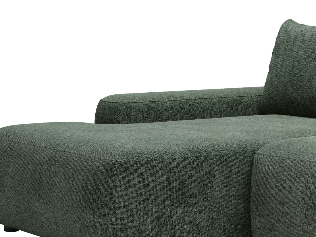 Canapé d'angle gauche convertible en tissu texturé vert DAVISO