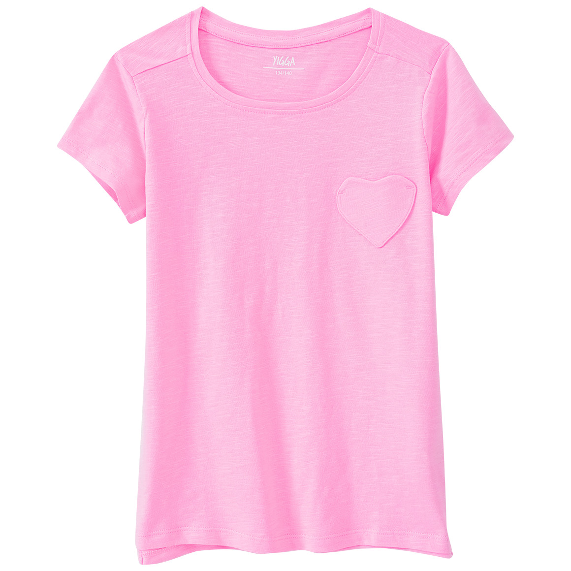 Yigga Mädchen T-Shirt mit Herz-Tasche rosa