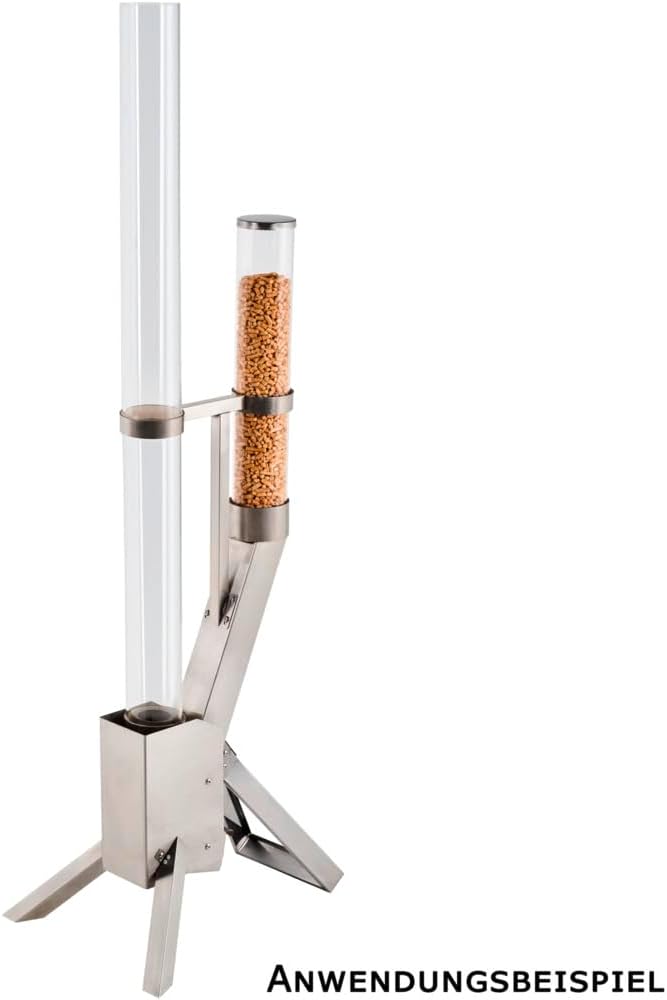 Feuerrohr aus Edelstahl & Glas - Pelletfackel für außen - Outdoor Feuersäule für Pellets
