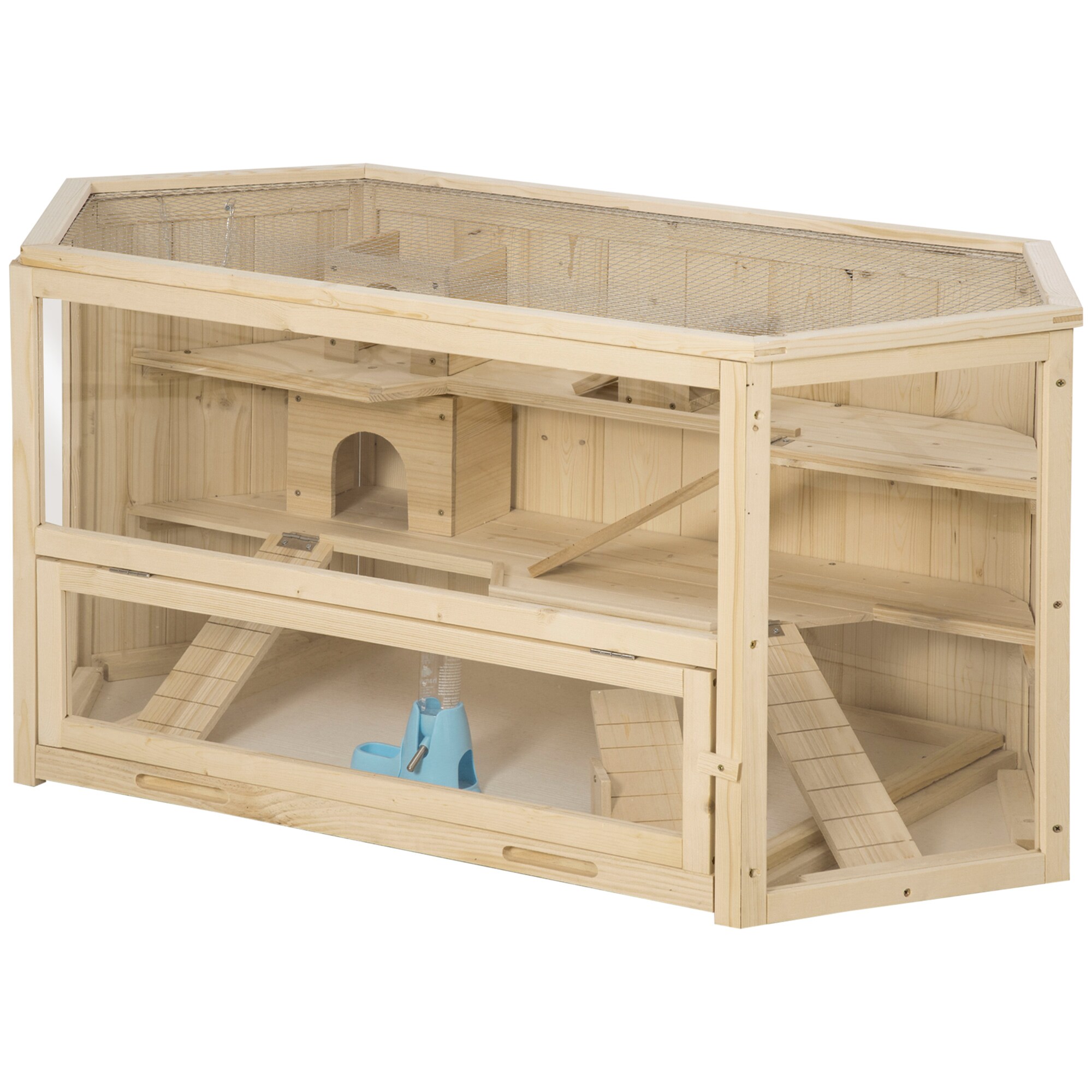 PawHut Kleintierkäfig mit PS-Plexiglas natur 115L x 60B x 55H cm