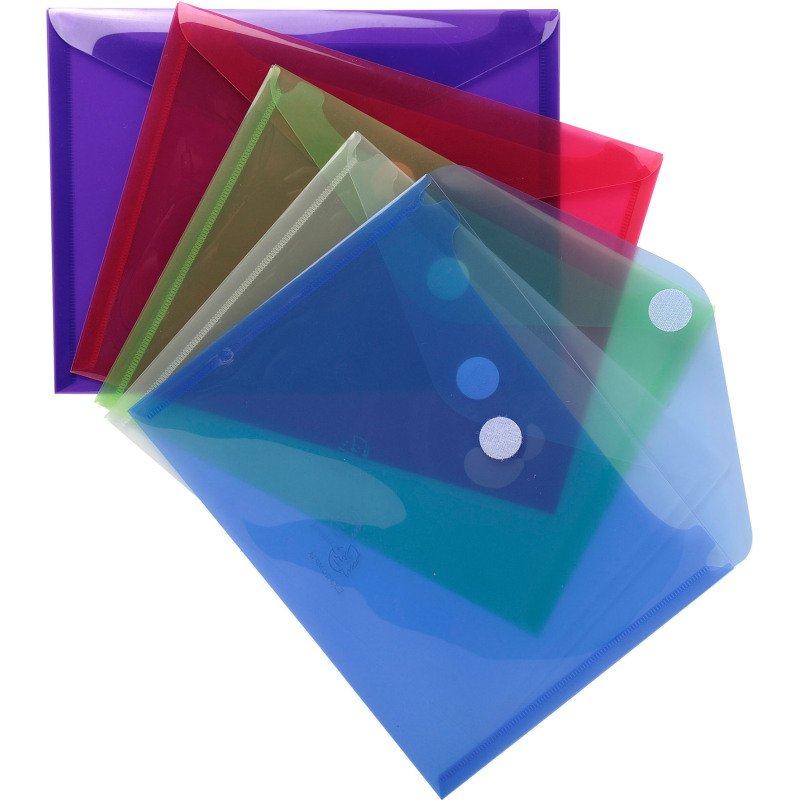 Mini pochettes de rangement à scratch A5 EXACOMPTA - Couleurs assorties - sachet de 5