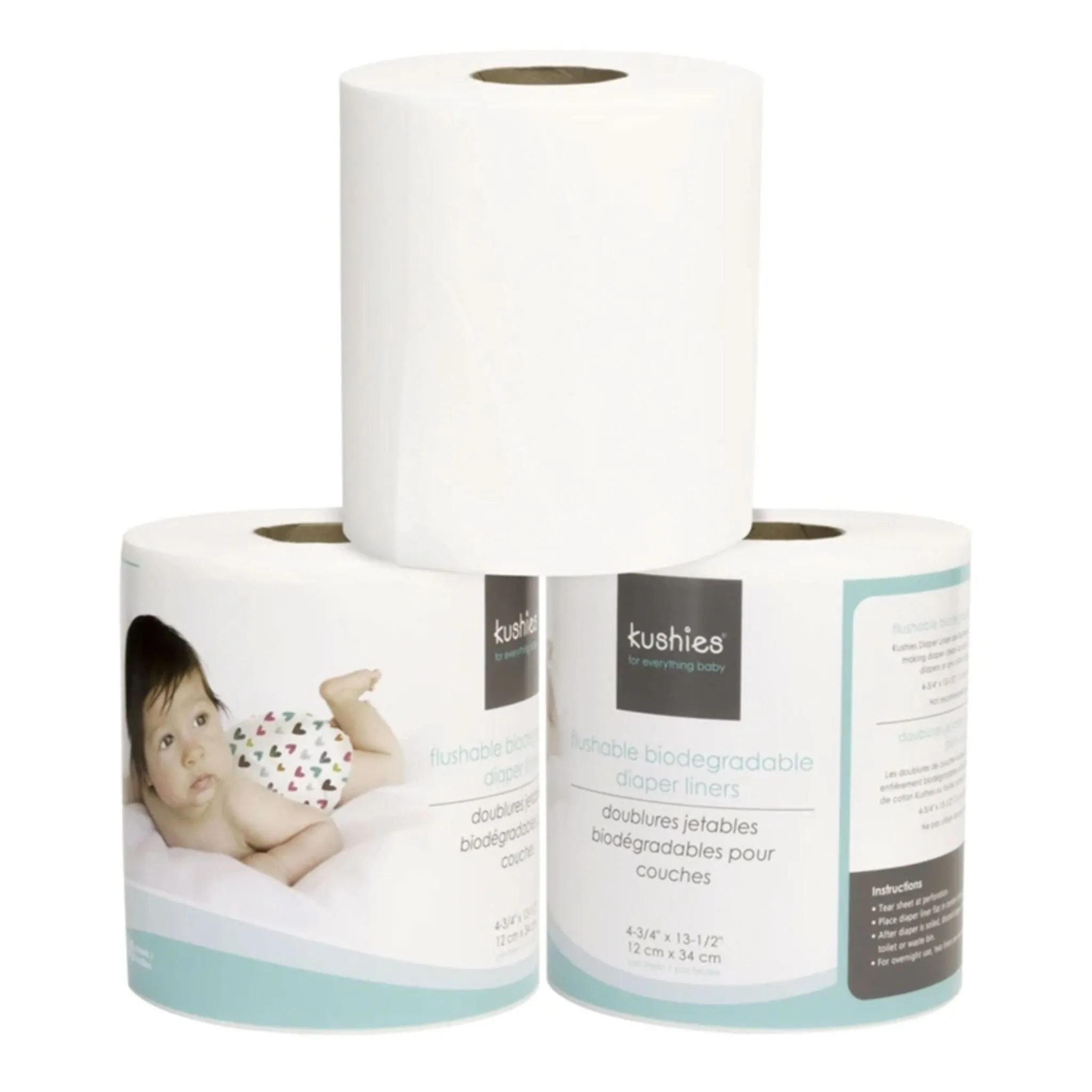 Kushies Feuillets Jetables Biodégradables pour Couches Lavables - 100 Feuillets