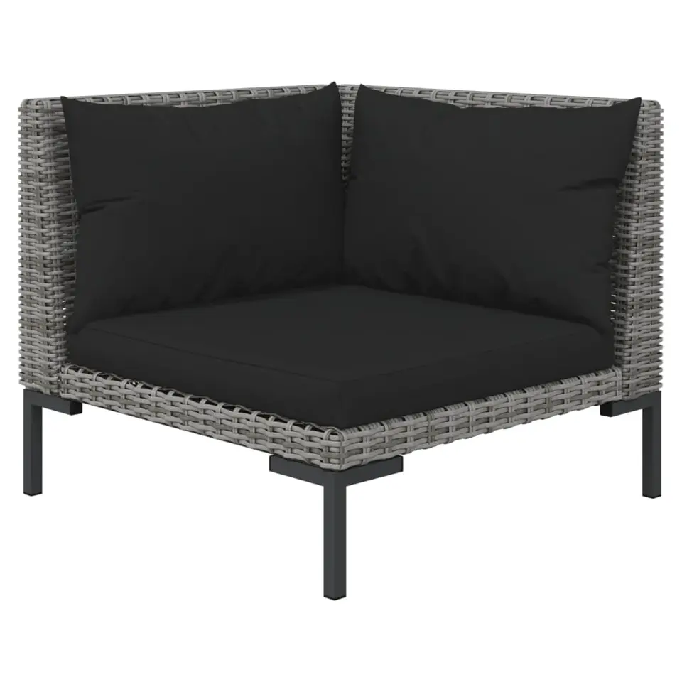 vidaXL - Loungeset - Grijs - Poly rattan - 3 stuks - Met kussens