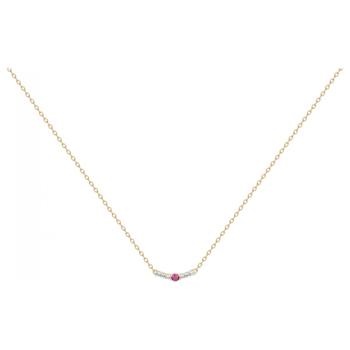 Collier mono-motif en Plaqué Or avec oxyde de zirconium multicolore