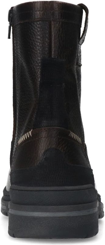 Manfield - Gevoerde Enkelboots - Donkerbruin - Leer - Imitatiebont Voering